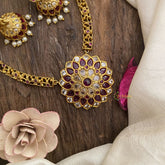 Vriksham Hasli Style Floral Choker Short Neckpiece-Red-G16257